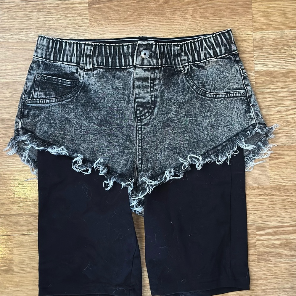 Kendall & Kylie Gray Black Jean Shorts Elastic Waist